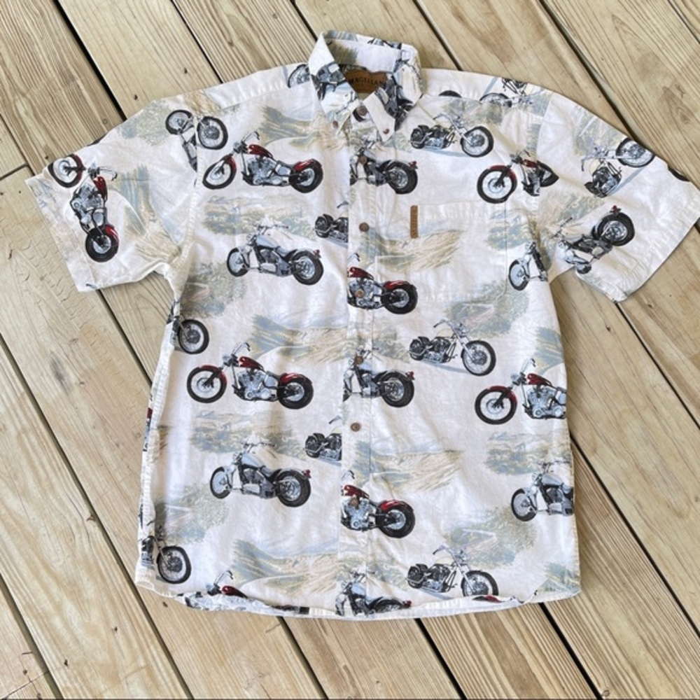 Magellan Motorcycle Button Down Short Sleeve Shirt - image 1